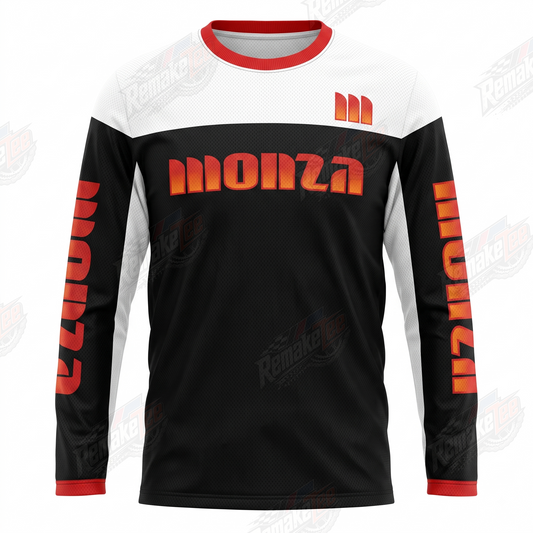 Monza Black White Orange vintage BMX racing jersey - product view