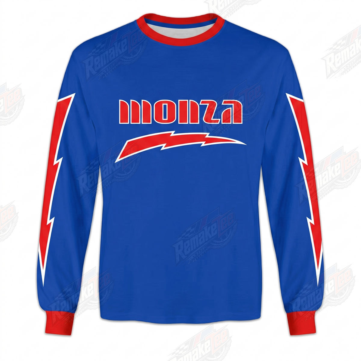 Monza Blue Red Lightning vintage BMX racing jersey - product view