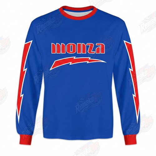 Monza Blue Red Lightning vintage BMX racing jersey - product view