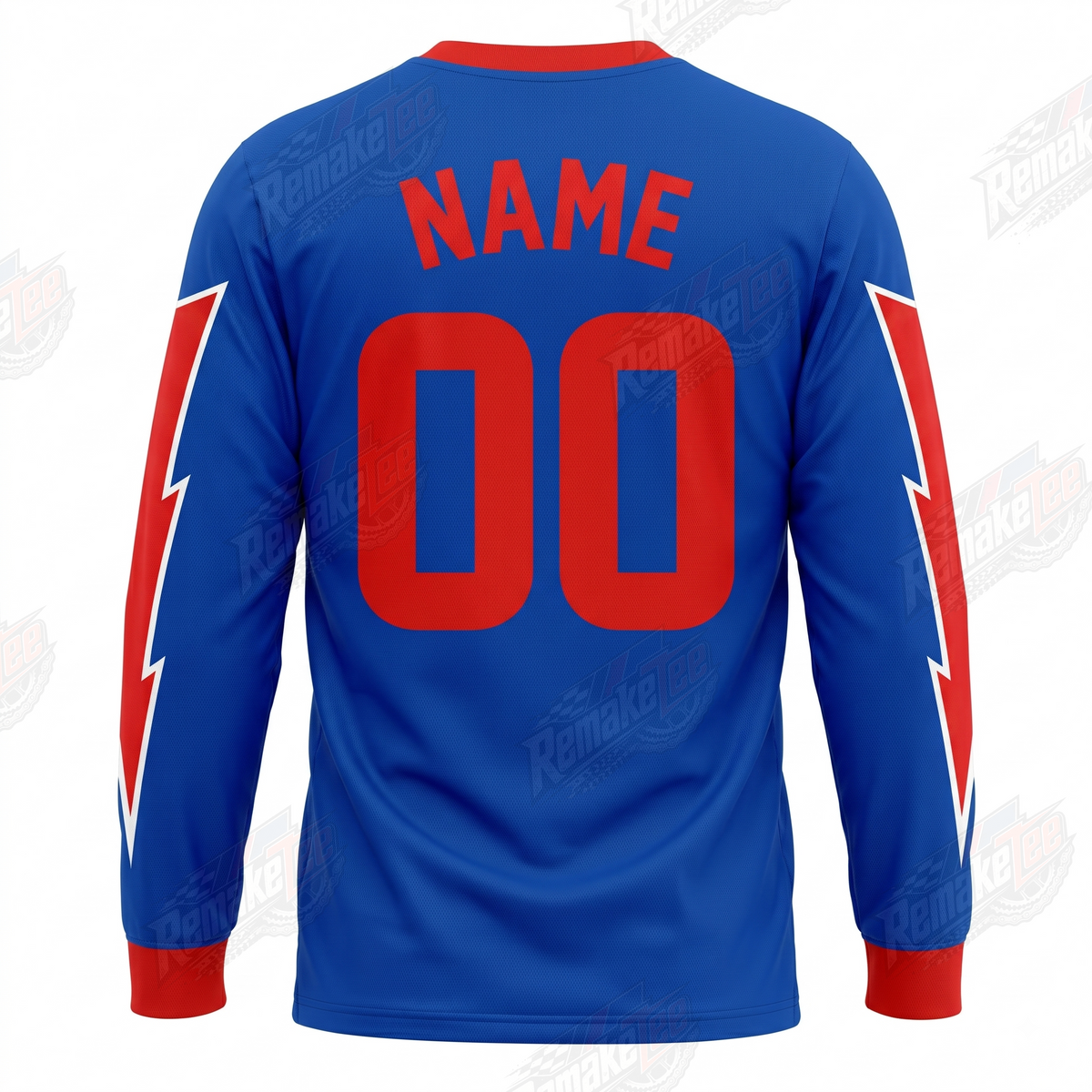 Monza Blue Red Lightning vintage BMX racing jersey - alternate product view