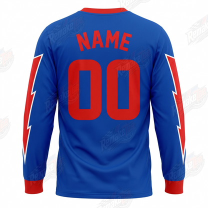 Monza Blue Red Lightning vintage BMX racing jersey - alternate product view