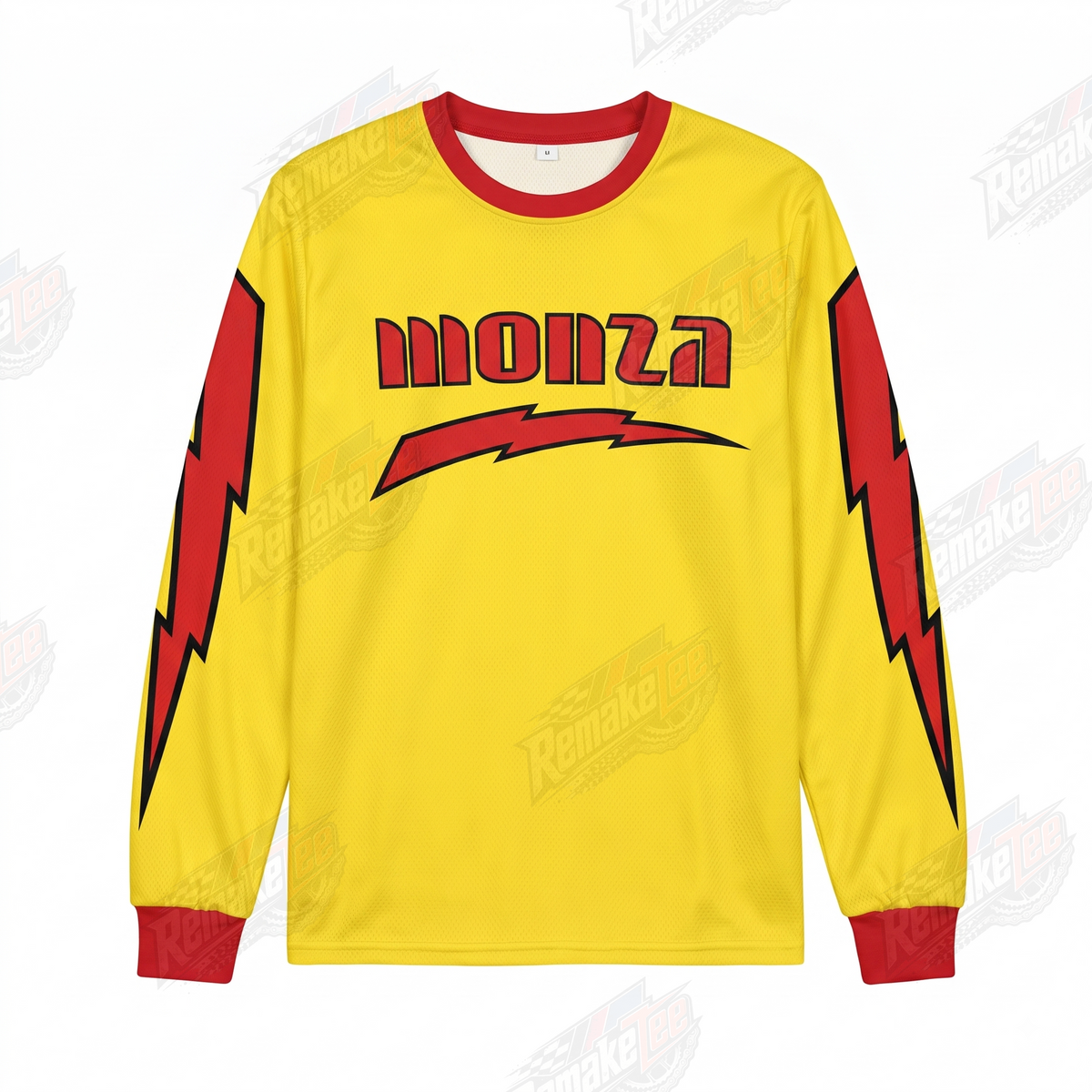 Monza Yellow Red Lightning vintage BMX racing jersey - product view