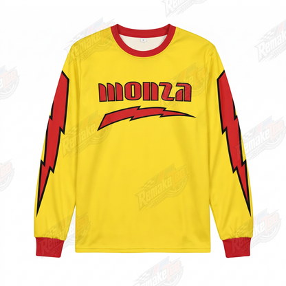 Monza Yellow Red Lightning vintage BMX racing jersey - product view