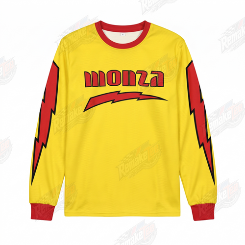 Monza Yellow Red Lightning vintage BMX racing jersey - product view