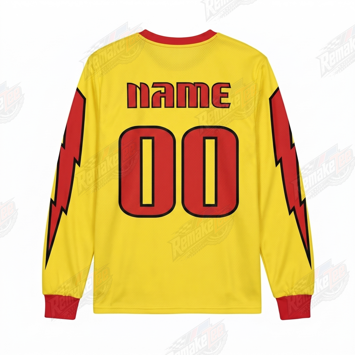 Monza Yellow Red Lightning vintage BMX racing jersey - alternate product view