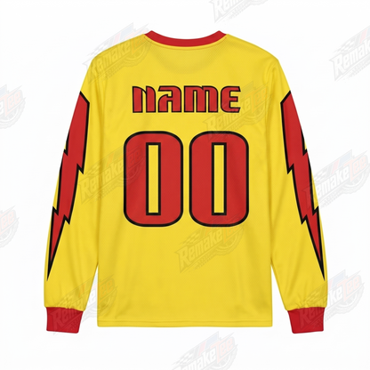 Monza Yellow Red Lightning vintage BMX racing jersey - alternate product view