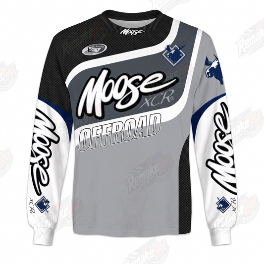 Moose XCR Offroad Black Gray White vintage BMX racing jersey - product view