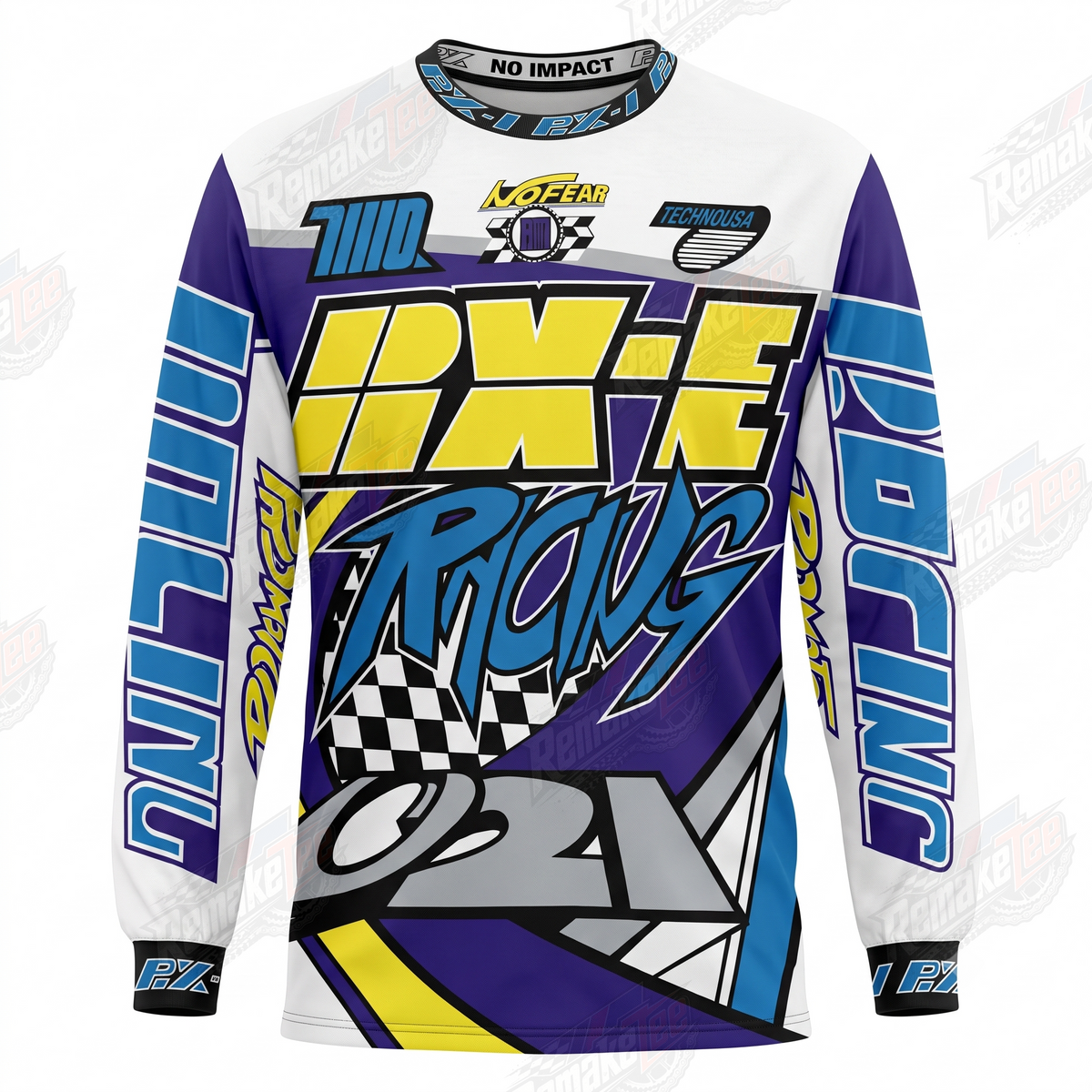 No Fear Racing Purple Blue vintage BMX racing jersey - product view