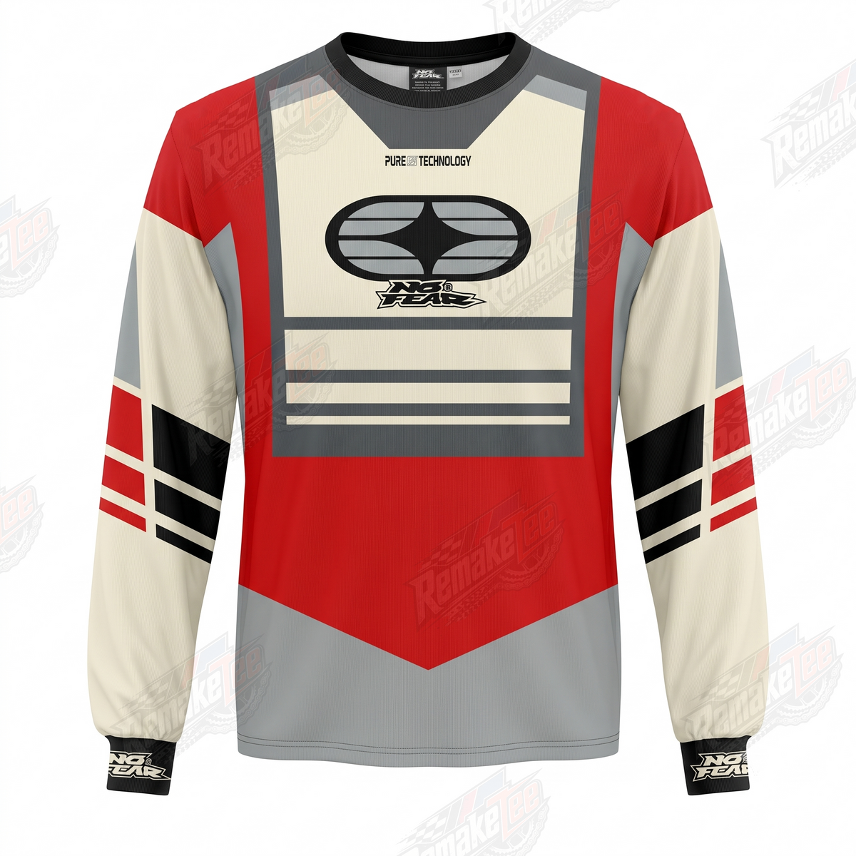 No Fear Red Grey Vintage vintage VMX racing jersey - front product view