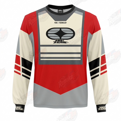 No Fear Red Grey Vintage vintage VMX racing jersey - front product view