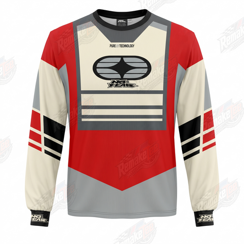 No Fear Red Grey Vintage vintage VMX racing jersey - front product view