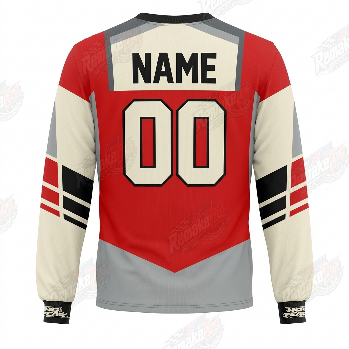 No Fear Red Grey Vintage vintage VMX racing jersey - back product view