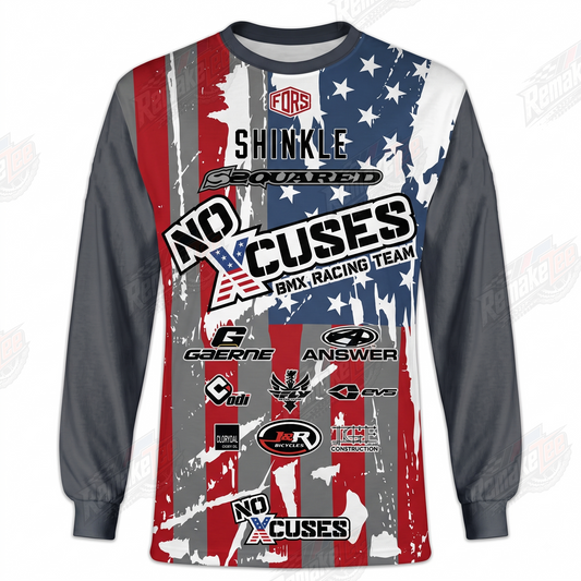 No Xcuses Shinkle BMX Racing Team USA Gray Red White Blue vintage racing jersey - product view