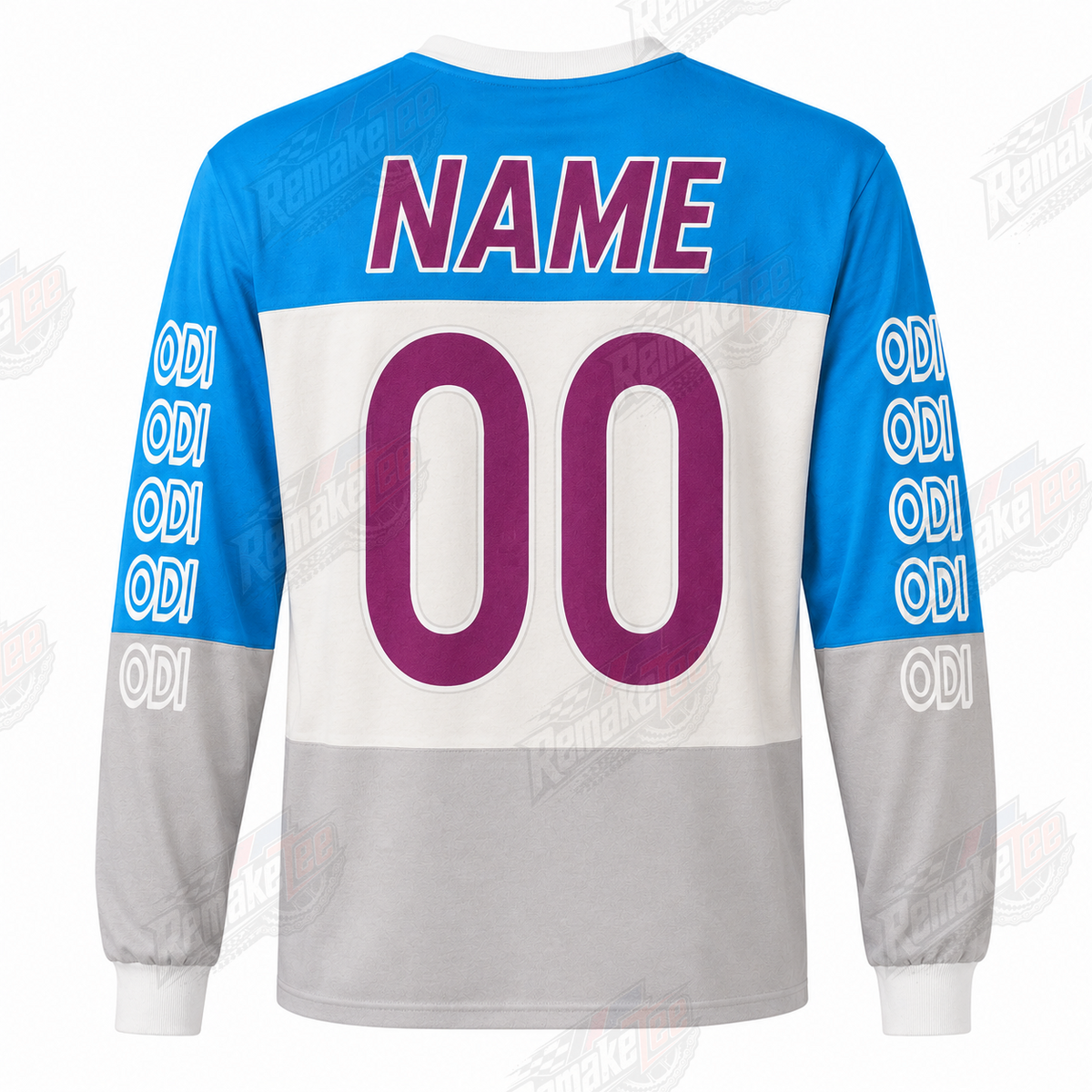 ODI Factory Team Blue Gray Magenta vintage BMX racing jersey - alternate product view