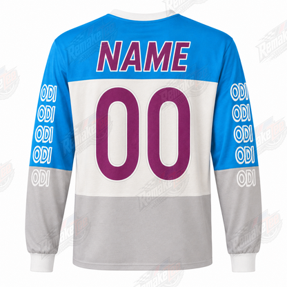 ODI Factory Team Blue Gray Magenta vintage BMX racing jersey - alternate product view