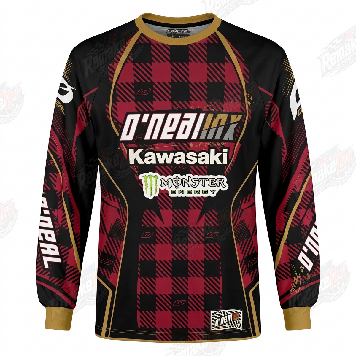 O'Neal Kawasaki Monster Energy Plaid vintage VMX racing jersey - product view