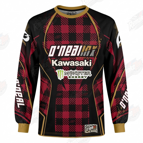 O'Neal Kawasaki Monster Energy Plaid vintage VMX racing jersey - product view