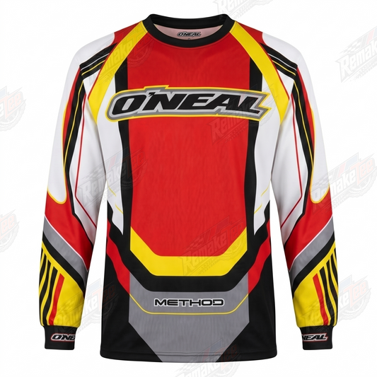 O'Neal Method Racing Red Yellow Black vintage BMX racing jersey - product view