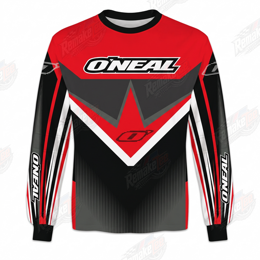 O'Neal Racing Red Black Gray V-Line vintage BMX racing jersey - product view