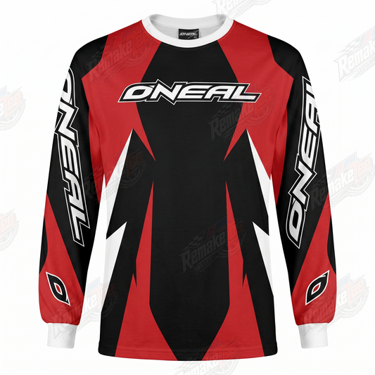 O'Neal Racing Red Black White Lightning vintage BMX racing jersey - product view