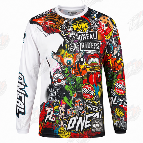 O'Neal Riders Sticker Collage vintage BMX racing jersey - product view