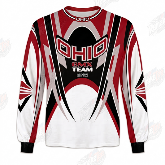 Ohio BMX Team Red Black White vintage racing jersey - product view