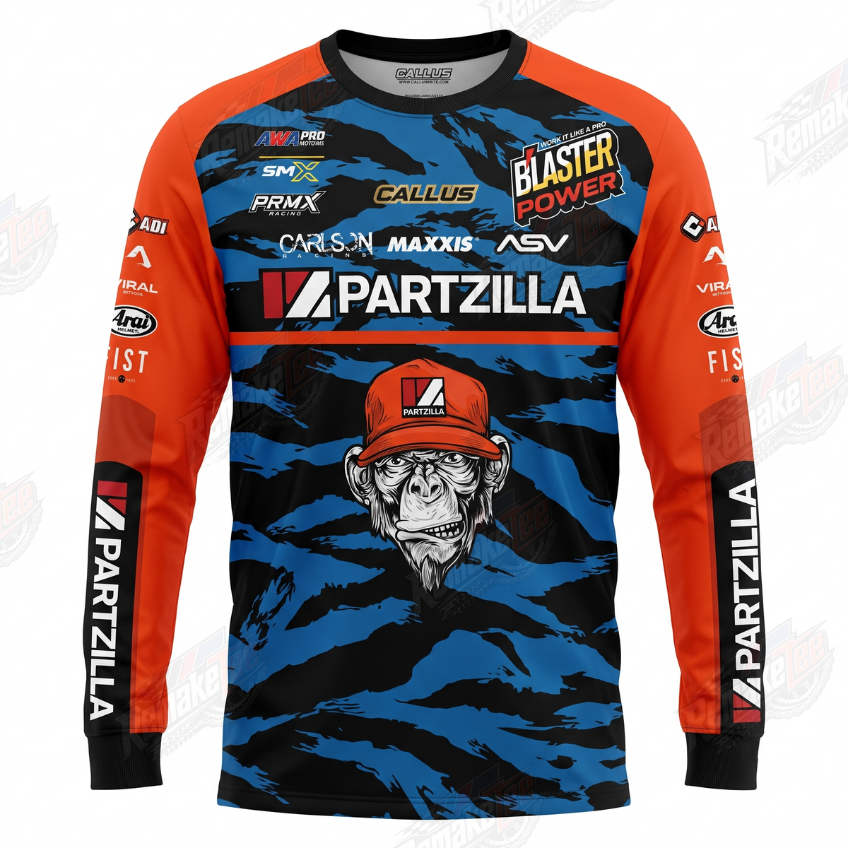 Partzilla Blaster Power Blue Camo vintage VMX racing jersey - product view