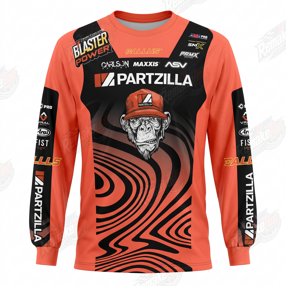 Partzilla Blaster Power Orange Wave vintage VMX racing jersey - product view
