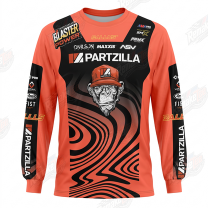Partzilla Blaster Power Orange Wave vintage VMX racing jersey - product view