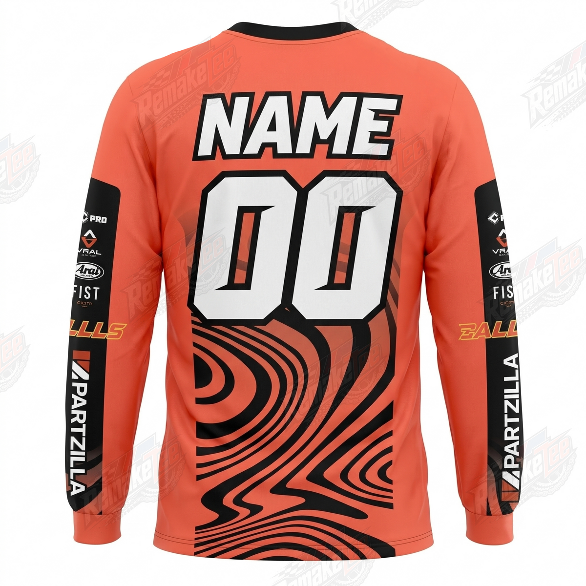 Partzilla Blaster Power Orange Wave vintage VMX racing jersey - alternate product view
