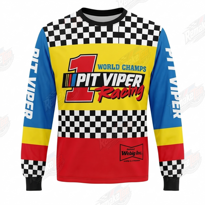 Pit Viper Racing World Champs Checker Yellow Blue Red vintage BMX racing jersey - product view