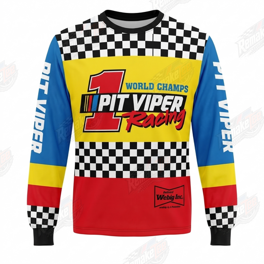 Pit Viper Racing World Champs Checker Yellow Blue Red vintage BMX racing jersey - product view