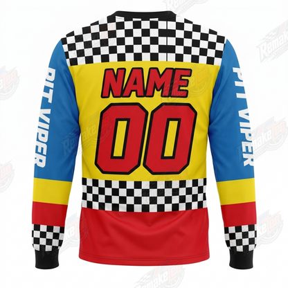 Pit Viper Racing World Champs Checker Yellow Blue Red vintage BMX racing jersey - alternate product view