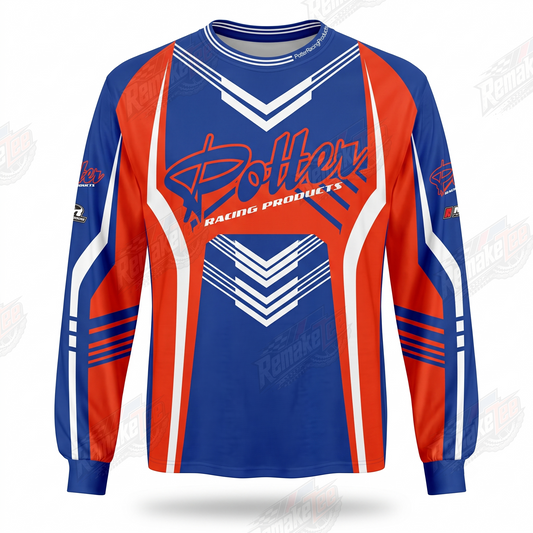 Potter Racing Products Blue Red vintage BMX racing jersey - product view