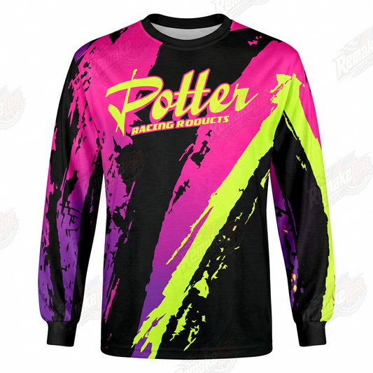 Potter Racing Products Pink Lime vintage BMX racing jersey - product view