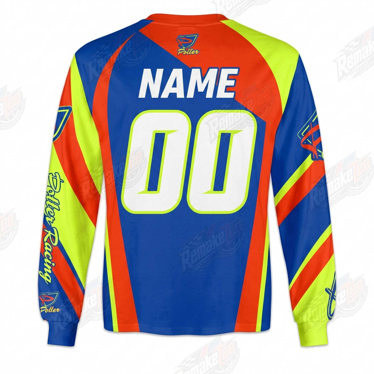 Potter Racing Products Royal Blue Orange vintage BMX racing jersey - alternate product view