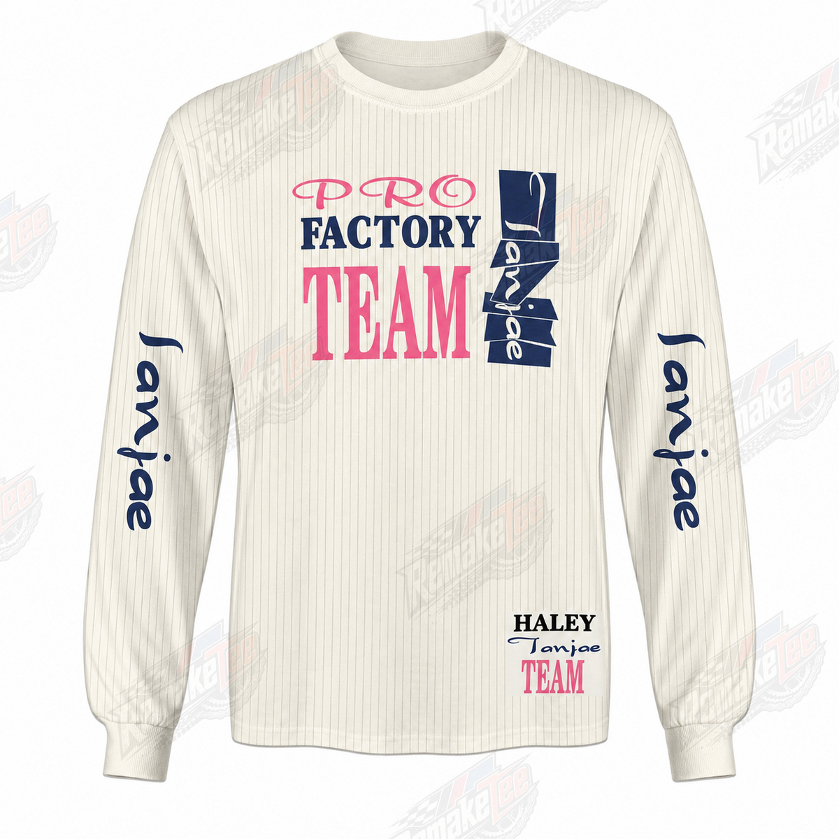 Pro Factory Team Cream Pink Navy vintage BMX racing jersey - product view
