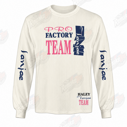 Pro Factory Team Cream Pink Navy vintage BMX racing jersey - product view