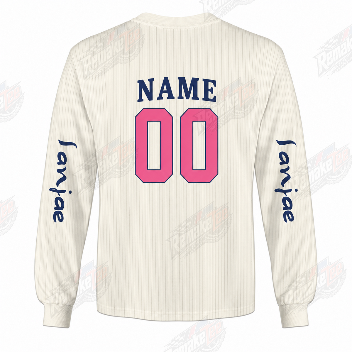Pro Factory Team Cream Pink Navy vintage BMX racing jersey - alternate product view