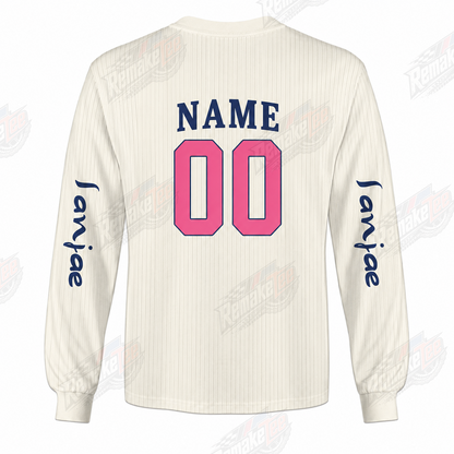 Pro Factory Team Cream Pink Navy vintage BMX racing jersey - alternate product view