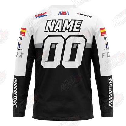 Progressive Suzuki Fox AMA Black White vintage VMX racing jersey - back product view