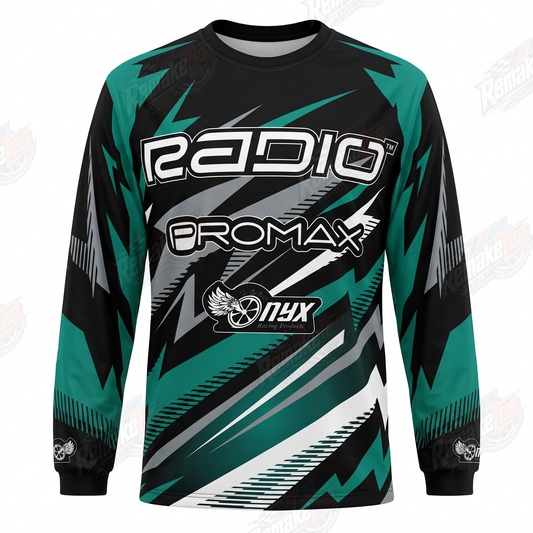 Radio Promax Black Teal vintage BMX racing jersey - product view