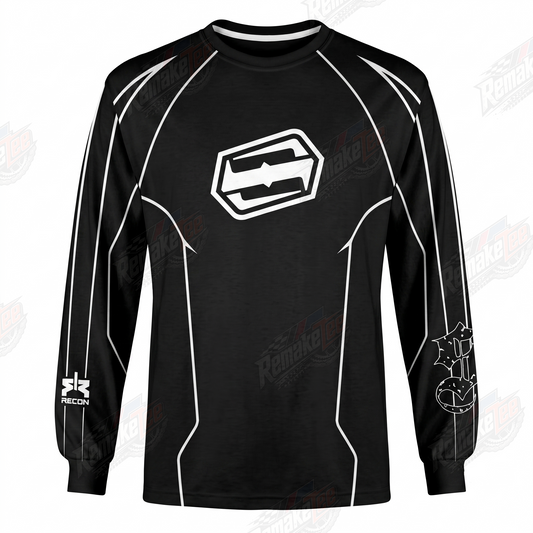 Recon Black White vintage BMX racing jersey - product view