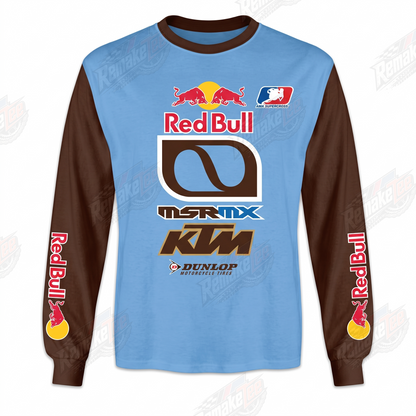 Red Bull Matrix KTM Sky Blue Brown vintage VMX racing jersey - front product view