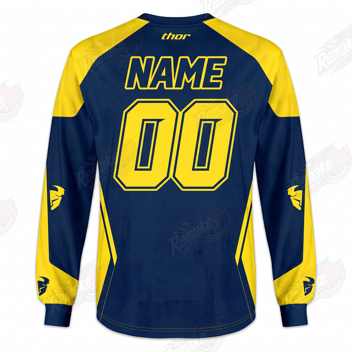 Rockstar Energy Makita Suzuki Thor Blue Yellow vintage VMX racing jersey - back product view