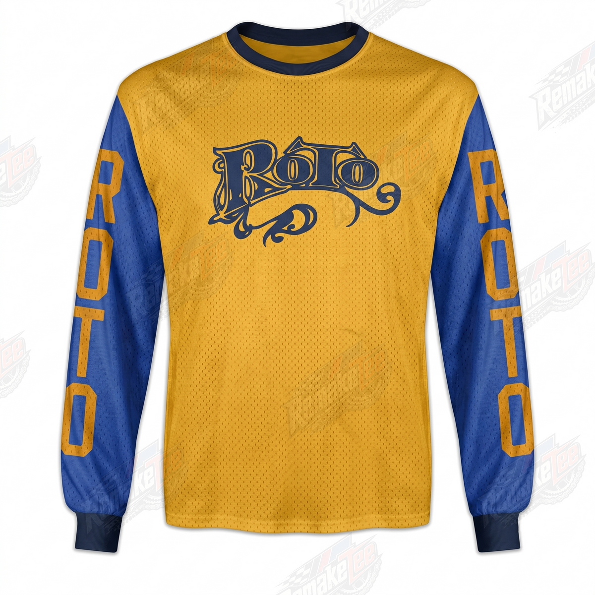 Roto Yellow Blue vintage BMX racing jersey - product view