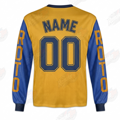 Roto Yellow Blue vintage BMX racing jersey - alternate product view