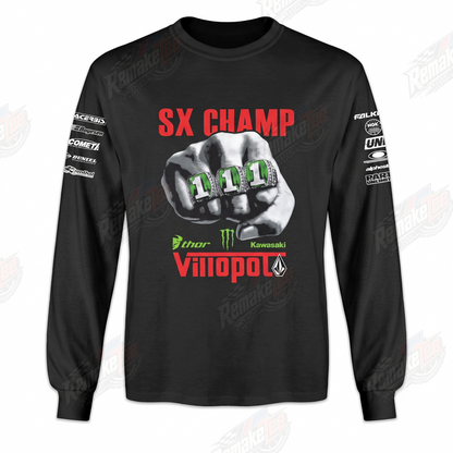 Ryan Villopoto Kawasaki SX Champ Black vintage VMX racing jersey - front product view
