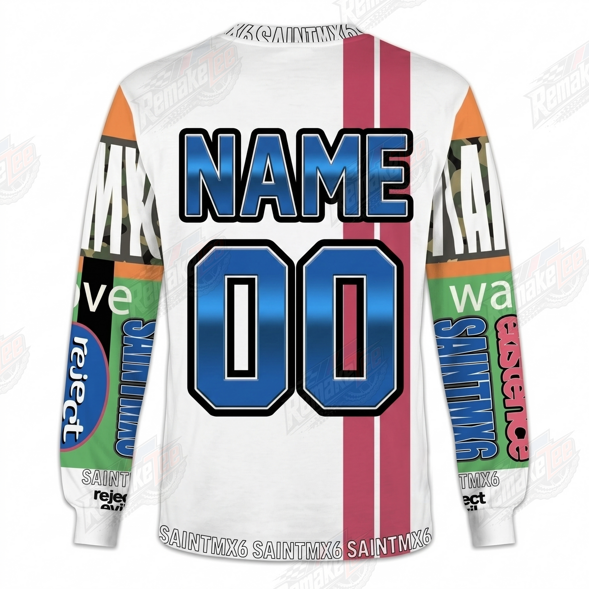 SAINTMX6 Reject Evil Existence 666 Orange White vintage BMX racing jersey - alternate product view