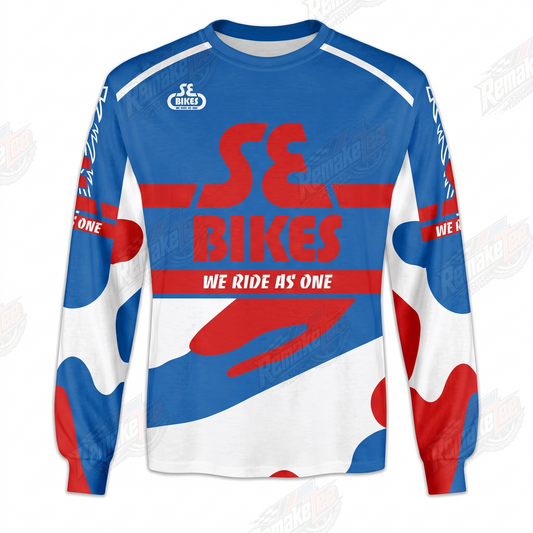 SE Bikes Blue Red White vintage BMX racing jersey - product view